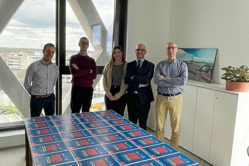 Al 126 politici in de regio Mechelen-Kempen gingen in gesprek met het team Belangenbehartiging van Voka Mechelen-Kempen. VLNR: Wim Brillouet, Emiel De Smet, Carole Kersten, Tom Laveren (gedelegeerd bestuurder), Guy Beyens.